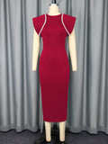 Crew Neck Dress Cocktail High Waist Slim Fit Slit Elegant Evening Dress Party Dress