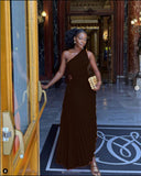 Popular Slim One Shoulder Cutout Pleated Dress