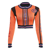 Fall Women Clothing Casual Street Contrast Color Top High Waist Sheath Sexy Skirt Sets Women