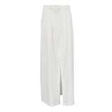 Office French High Waist Ruched Skirt Women Elegant High Sense Slit A line Skirt
