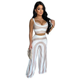 Women Clothing Summer Popular Striped Sling Casual Set