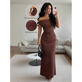 Summer Elegant Pleated Slim Slimming Boat Neck Dress
