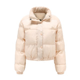 Autumn Winter Women Clothing Short Cotton Jacket Women Long Sleeve High Collar Warm Coat Loose Casual Cotton-Padded Clothes
