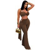 Women Wear Sexy Summer Tube Top Bandage Trousers Set