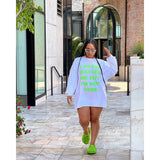 Women Clothing Goods Casual Double Sided Letter Graphic T shirt Dress