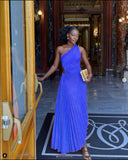 Popular Slim One Shoulder Cutout Pleated Dress