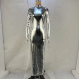 Autumn Winter Metallic Sexy Backless Skinny Slimming Slim Dress Women Metallic Coated Fabric Dress