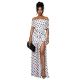 Women Wear Polka Dot Split Cocktail Holiday Sheath Dress