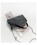 New Arrival Trendy Rhinestone Small Square Bag | Full Diamond Underarm Bag & Women's Chain Shoulder Crossbody Small Handbag (Japanese & Korean Style)