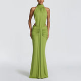 Summer High Neck Sleeveless Backless Sheath Dress for Women