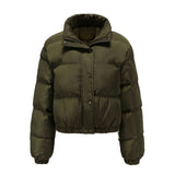 Autumn Winter Women Clothing Short Cotton Jacket Women Long Sleeve High Collar Warm Coat Loose Casual Cotton-Padded Clothes
