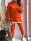 Autumn Stitching False Two Piece Sweaters Sweat Pants Sets