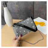New Arrival Trendy Rhinestone Small Square Bag | Full Diamond Underarm Bag & Diamond-Embedded Women's Shoulder Crossbody Small Handbag
