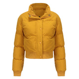 Autumn Winter Women Clothing Short Cotton Jacket Women Long Sleeved High Collar Warm Coat Loose Casual Cotton Padded Clothes Bread Coat