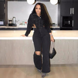 Sexy Shein Jumpsuit Casual Elastic Hollow Out Cutout out Denim Jumpsuit