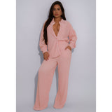 Women Elastic Crumpled Lace up Multi Pocket Swing Pants Wide Leg Pants Two Piece Sets