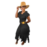 Women Clothing Casual Solid Color Knitted Sleeveless Tassel Dress