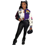 Urban Autumn Winter Positioning Printing Press Button Stitching Thread Varsity Jacket
