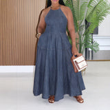 Women Clothing Denim Dress Sleeveless Dress for Women Maxi Dress