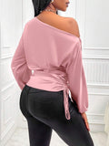 Women Clothes Satin Shirt Autumn Winter Asymmetric Long Sleeve Diagonal Collar Shirt Top