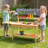 Outdoor Kids Mud Kitchen with Extended Tabletop and Water Tank