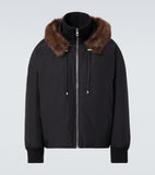 Loewe Men Shearling-Trimmed Cotton-Blend Jacket