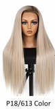 Light Blonde Straight 24' Brazilian Human Hair Lace Closure Wigs With Baby Hair