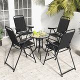 Folding Patio Bar Stool Set of 4 with Metal Frame & Footrest