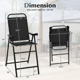 Folding Patio Bar Stool Set of 4 with Metal Frame & Footrest