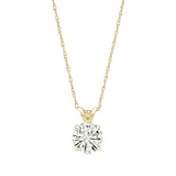 2.00 CTW Created Moissanite Solitaire Pendant Necklace with 18" Chain - Choice of 14k White or Yellow Gold