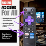 Anderic RRLF26 (No Programming Needed) Replacement Remote Control for most Roku TVs such as ONN, Hisense, Philips, TCL, Hiro
