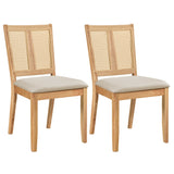 Rattan Dining Chairs Set of 2 with Curved Backrest
