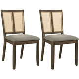 Rattan Dining Chairs Set of 2 with Curved Backrest