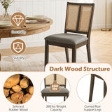 Rattan Dining Chairs Set of 2 with Curved Backrest