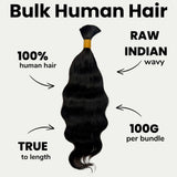 Raw Indian Wavy Bulk 100% Human Braiding Hair