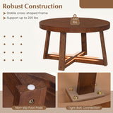 Round Coffee Table 30 Inch with Solid Wood Legs