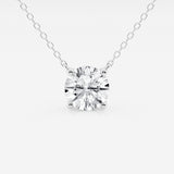 3.00 ct Lab Grown Round Diamond Floating Solitaire Pendant in 14K White or Yellow Gold – AGI Certified
