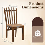 Rubber Wood Slat Back Dining Chairs Set of 2 - Brown