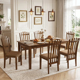 Rubber Wood Dining Chairs Set of 4 with Cushioned Seats