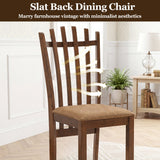 Rubber Wood Dining Chairs Set of 4 with Cushioned Seats