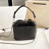 Luxury Designer Brand Silver Clutch Purse | Women's Evening Banquet Bag & Crystal Rhinestone Shoulder Bag (Fashion Handbags)