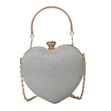 Shiny Heart Shape Metal Evening Clutch Bag for Women | Fashion Chain Shoulder Crossbody Bag (Luxury Lady Purse)