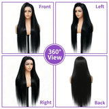 Lace Front Wigs Human Hair 42 Inch 12A Virgin Straight Human Hair Wig 200 Density Soft 13x6 Lace Front Wigs Human Hair Pre Plucked Invisilbe Hairline Glueless HD Frontal Wig Natural Black