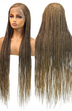 36" Blonde Cornrow Box Braided Wig | 613 Synthetic | Full Lace Front | Side Part | For Women