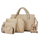 Three Strap Soft PU Shoulder Bag | Letter Detail Satchel