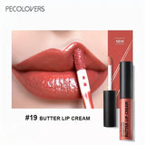 Butter Lip Cream Liquid Lipstick, Non-Sticky, Moisturizing High Pigment For Nude Red Sexy Lip Makeup Cosmetic