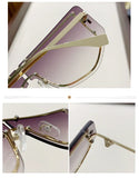 Sunglasses Integrated Frame High-end Frameless New Sunglasses Metal Polygonal Fashion Glasses 90288