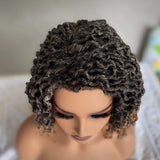 Short Goddess Faux Locs Wig | Brown Highlight Crochet Dreadlock Wig