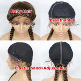 24" Dutch Cornrow Box Braid Wig | Lace Front Synthetic Wig with Baby Hair | Afro Wig for Black Women | High-Temp Fiber