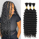 Deep Wave Human Hair Bulk | Boho Braids & Extensions | 100% Brazilian Remy | Natural Black